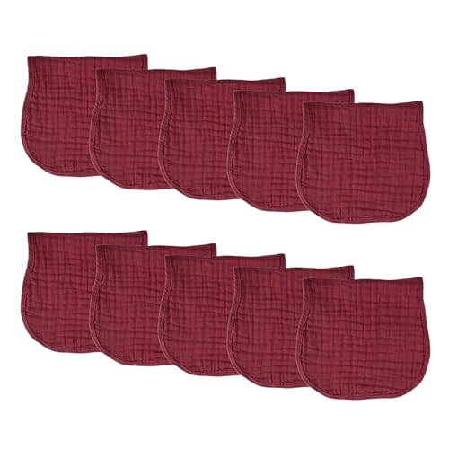 6 Layer 100% Cotton Bubble Gauze Burp Cloths- Rustic Red- 10/Pack