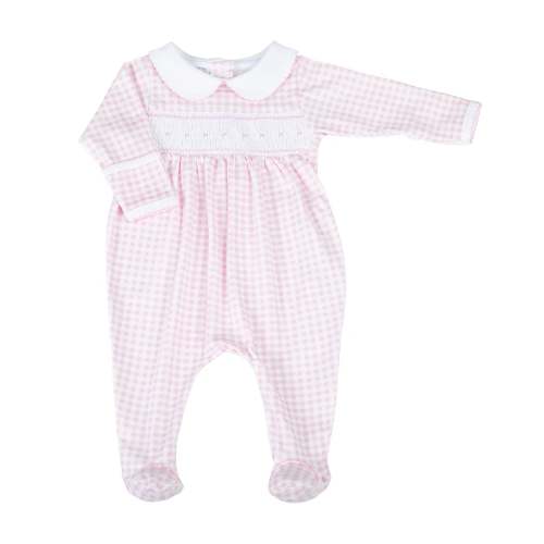 Mini Checks Smocked Collared Girl Footie