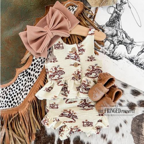 Sunset Cowgirl Ruffle Set&Bow(Final Sale)