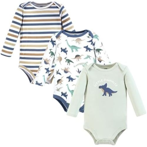 Hudson Baby baby-boys Cotton Long-sleeve Bodysuits 3-pack