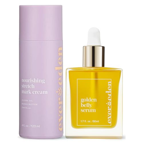Evereden Mama Must-Have DUO - Golden Belly Stretch Mark Oil & Stretch Mark Cream - Dermatologist-Developed Clean & Vegan Maternity Skin Care for Stretch Mark Reduction & Skin Hydration