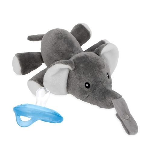 Nuby Calming Natural Flex Snuggleez Pacifier with Plush Combo Set for Cuddling, Elephant