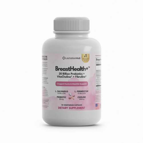 BreastHealth+ Pregnancy & Breastfeeding Probiotic with Choline and Prebiotics for Clogged Ducts & Mastitis