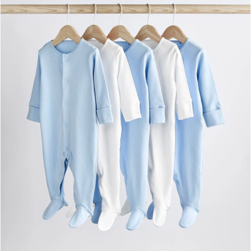 Buy Blue/White 5 Pack Baby Sleepsuits (0-2yrs) from Next USA