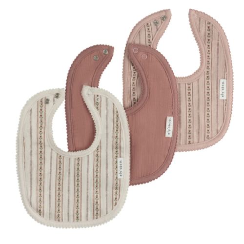 Baby Girl Muslin Bib 3-Pack | Jersey Cotton | Linear Tulip | Ely's & Co – Ely's & Co.