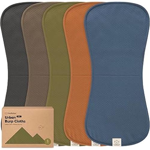 KeaBabies 5-Pack Organic Burp Cloths Baby Girl, Boy - Extra Large, Absorbent Baby Burp Cloths, Soft Burping Cloths for Babies, Newborn Burp Clothes, Cotton Burp Rags, Thick Burp Cloth (Basic/Quin)