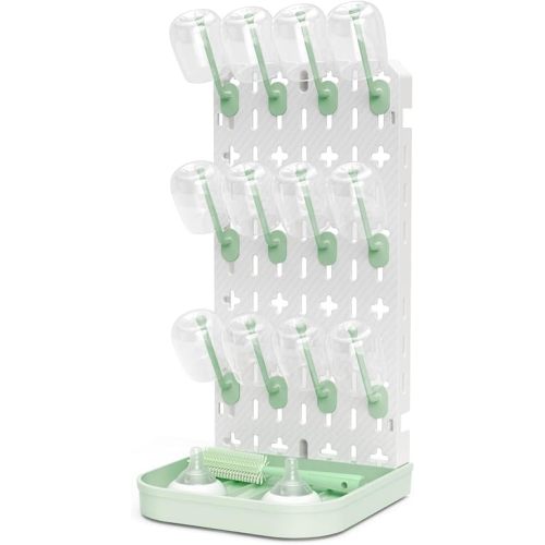 Baby Bottle Drying Rack Bottle Dryer Rack for 12 Bottle Drying Rack Space Saving Kitchen Countertop Vertical Cup Drainer Rack Detachable Baby Bottle Holder Storage Organizer Pump Part Dryer Rack Green