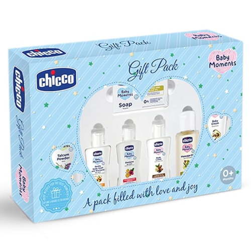 Chicco Baby Moments Caring Set Blue, Gift Set for Babies, 0m+