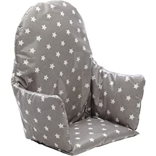 High Chair Cushion for IKEA Antilop Highchair. Padded Chair Cushion for Baby - Easy to Fit and Fully Wipe Clean Seat Pad - High Chair Accessories Designed for IKEA Antilop (Grey Stars)