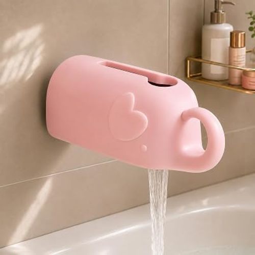 Baby Bath Spout Cover, Soft Silicone Faucet Cover for Bathtub, Pink