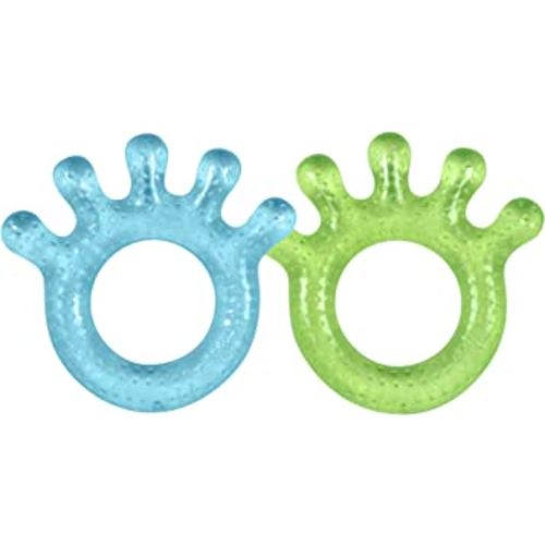 green sprouts Cooling Teether| Soothes gums & promotes healthy oral development |Safer plastic filled with sterilized water,Chill for extra relief,Textured surface to massage gums,2 Count (Pack of 1) Blue