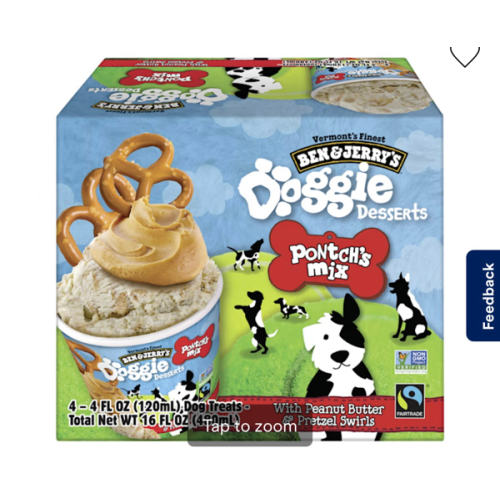 Ben & Jerry's Doggie Desserts Pontch's Mix Peanut Butter & Pretzel Swirl Frozen Dog Treats, 4 fl. oz., Pack of 4 | Petco