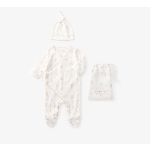 Folklore Floral Organic Cotton Pointelle Layette 2PC Set – Elegant Baby
