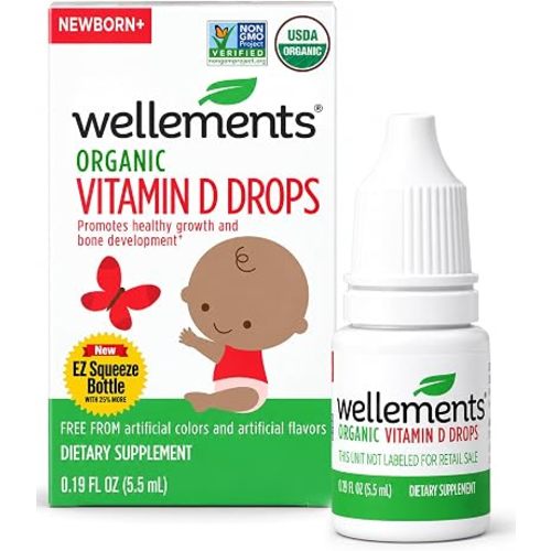 Wellements Organic Baby Vitamin D3 Liquid Drop 400IU Newborn+
