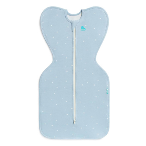 Love to Dream Swaddle Up Original, Arms Up Position, Light and Ultra Breathable Cotton - Wearable Blanket - 1.0 TOG - (20-24°C) Ideal for Moderate Temps (Twinkle Powder Blue, Small, 3.5–6kg)