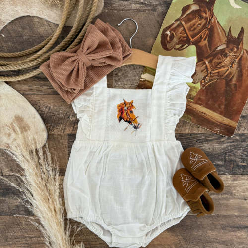 Blazin' Days Horse White Romper – theFRINGEDpineapple