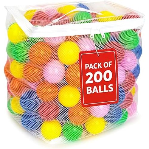 Play Balls for Ball Pit, Plastic Crush Proof, Phthalate & BPA Free, Assorted Colors (200 Balls)