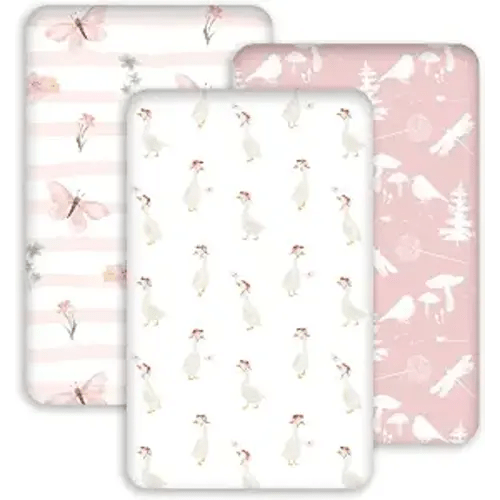 3 Pack Bedside Bassinet Sheets Girl & Boy 33" x 20" Rectangle