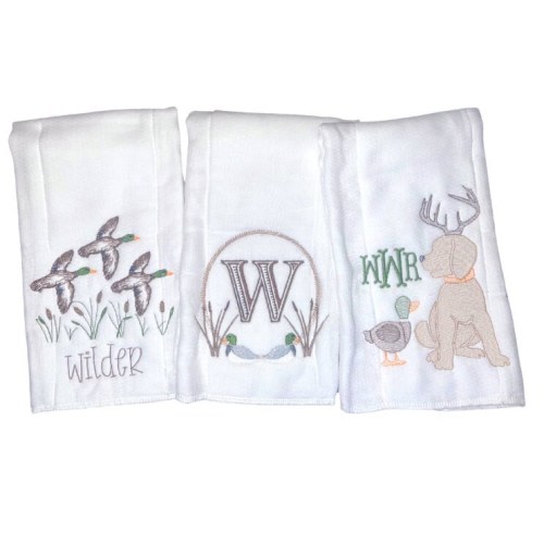 Mallard Duck Embroidered Burp Cloth Trio