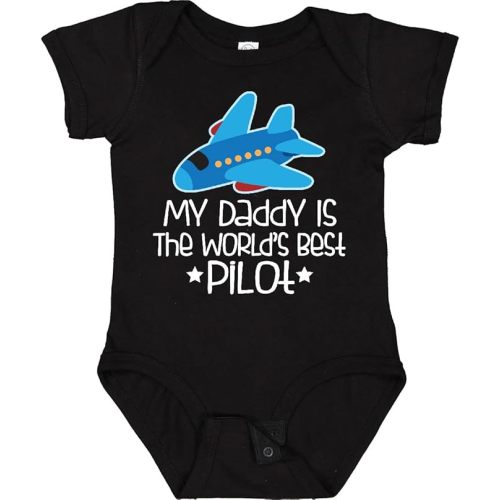 inktastic Daddy Is Worlds Best Pilot Airplane Childs Baby Bodysuit