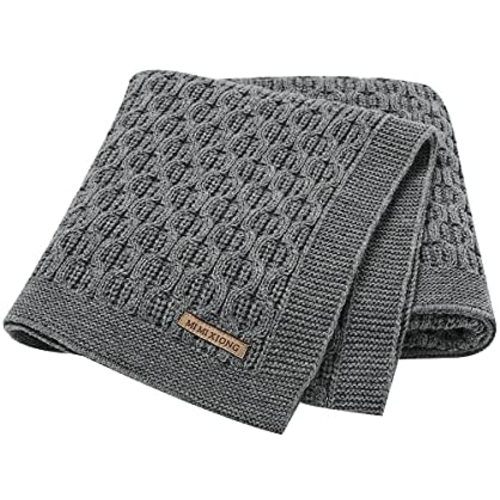 Nursery Swaddle Blankets Soft Baby Swaddle Wrap Burping Cloth & Stroller Cover Baby Blanket (30X40 inches,Gray)