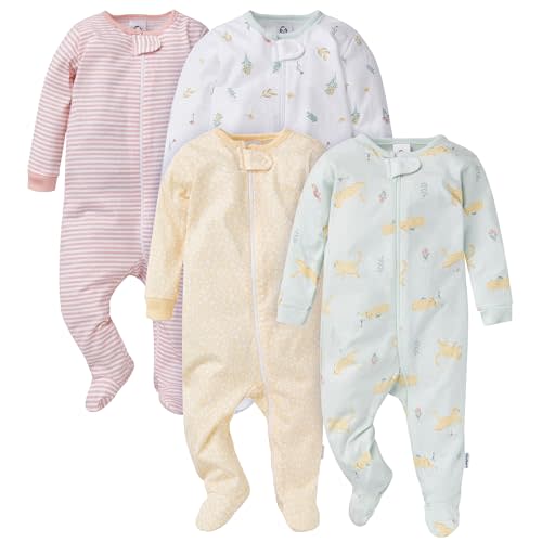 Gerber baby-girls 4 Pack Sleep N' Play Footie