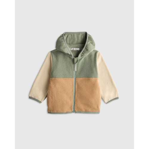 Kids Microfleece Cozy Jacket - Baby in Green/Tan