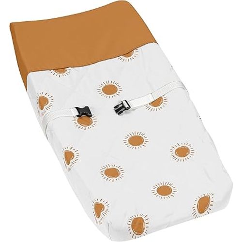 Sweet Jojo Designs Orange and White Boho Sun Boy or Girl Baby Nursery Changing Pad Cover - Pumpkin Rust Orange Retro Bohemian Celestial Sky Desert Sunshine Outdoors Nature Minimalist Gender Neutral