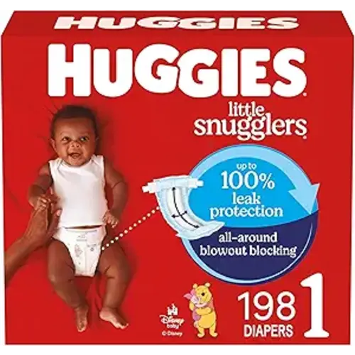 Huggies Size 1 Diapers, Little Snugglers Diapers, Size 1 (8-14 lbs), 198 Count (6 Packs of 33), Packaging May Vary
