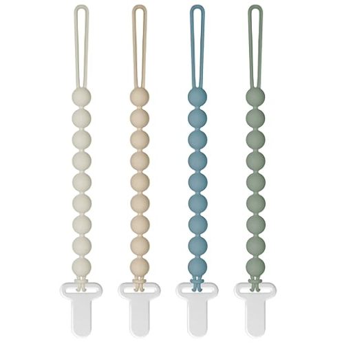 Pacifier Clips Silicone, 4-Pack Pacifier Holder Clip with Stylish Round Design, 100% Food Grade Silicone, Safe Essentials for Newborns Baby Boys and Girls