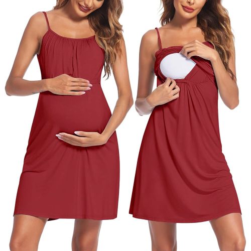Ekouaer Women's Nursing Nightgown Maternity Dress Breastfeeding Gown Full Slips Sleepwear