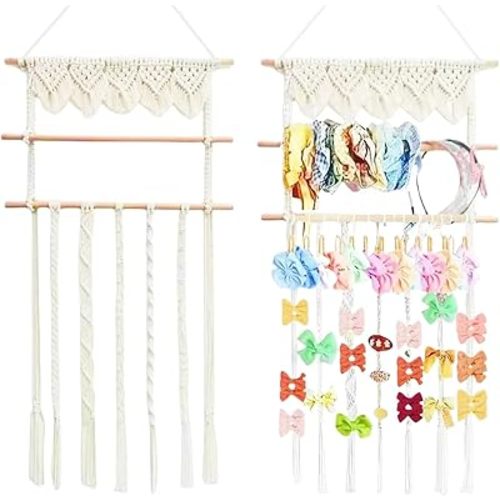 Multi Functional Hair Bow Organizer,Bow Holder for Girls Hair Bows, Headband Holder Organizer Comes With 20 Hooks，Can Store Various Hair Accessories, Both Beautiful and Practical