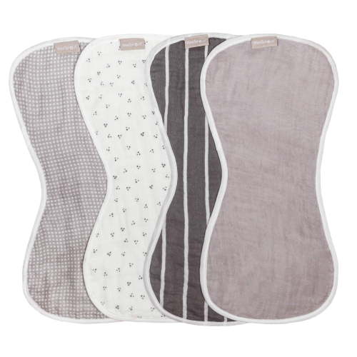 WeeSprout Unisex Organic Towel Cotton Burp Cloths, Four Ultra-Absorbent Layers, Neutral, Set of 4