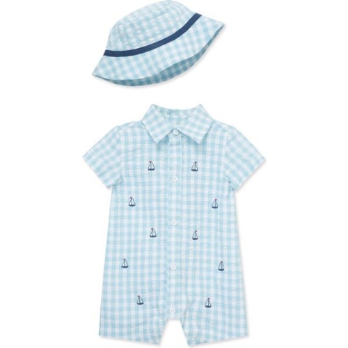 Sailor Gingham Romper & Bucket Hat Set