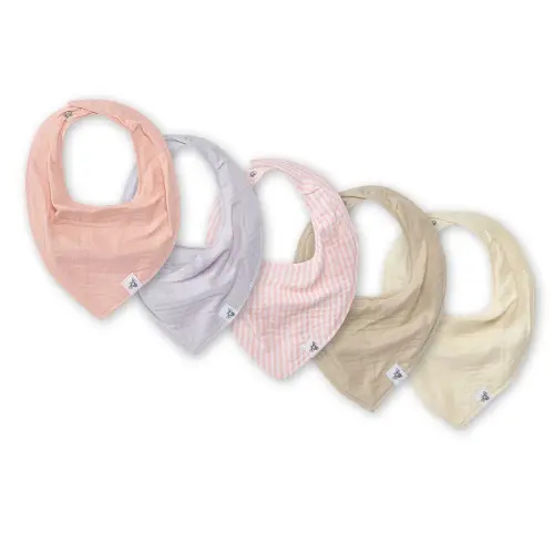 Organic Muslin Baby Bandana Bibs - Pink Sand