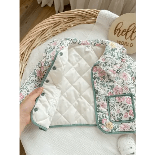 SHEIN Baby Girls Floral Pattern Thermal Lined Casual Jacket, Suitable For Autumn/Winter | SHEIN USA