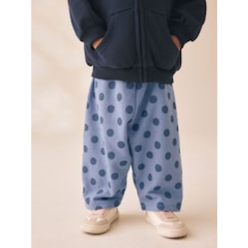 Blue Spot Flower Barrel Leg Trousers
