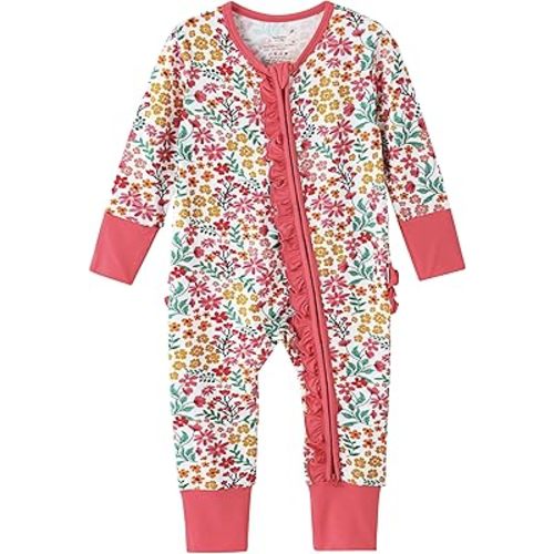 Baby Girls Rompers Soft Infant Toddler Zippered Footed Romper Newborn Viscose from Bamboo Pjs