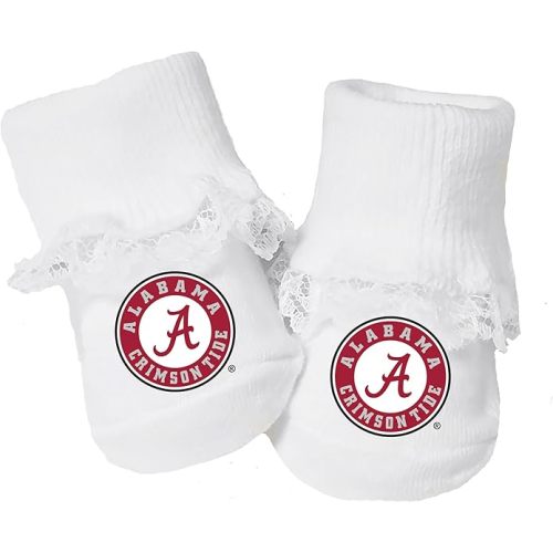 Alabama Crimson Tide Baby Toe Bootie Socks with Lace