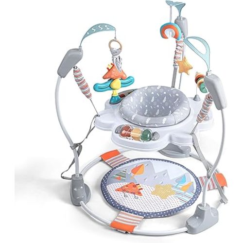 Baby Activity Center, Baby Jumper Activity Center with Music, Interactive Toys, 360° Rotating Seat, 3 Adjustable Heights, Infant Activity Jumper for 6+ Months (Space Tiger)
