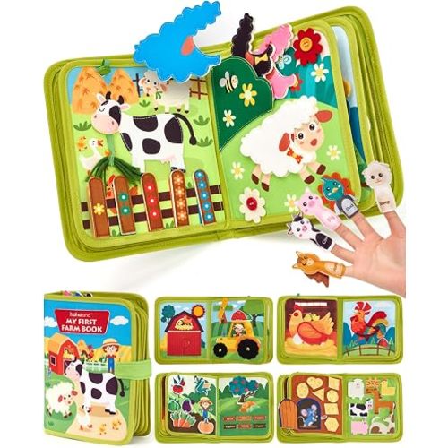 hahaland Busy Book for Toddlers 1-3 - Montessori Toys 1 Year Old Busy Board
