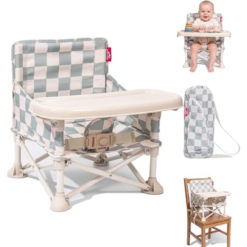 YEFAJUMP 3-in-1 Portable Baby Chair, Foldable Travel Booster Seat, Anti-Tip