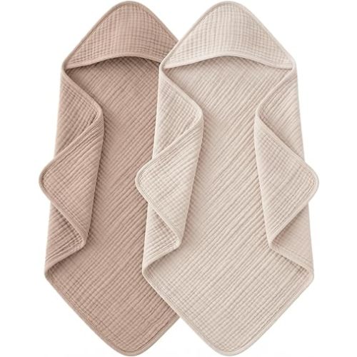 Muslin Baby Girls Hooded Towels 2 Pack, 32 x 32 in Bath Towels