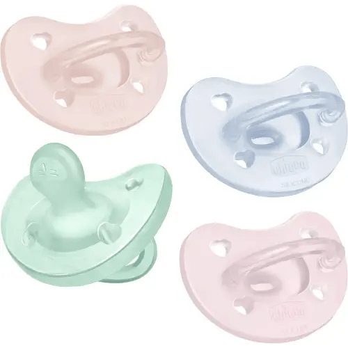 Chicco PhysioForma Silicone Orthodontic Pacifier, 0-6m | 100% Soft Silicone | Supports Breathing & Oral Development | Satin-Textured Nipple | Includes Sterilizing Case | BPA Free | Multipack, 4pk
