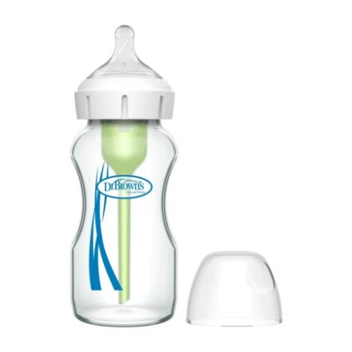 Dr. Brown’s Natural Flow Anti-Colic Options+ Wide-Neck Glass Baby Bottle, with Level 1 Slow Flow Nipple