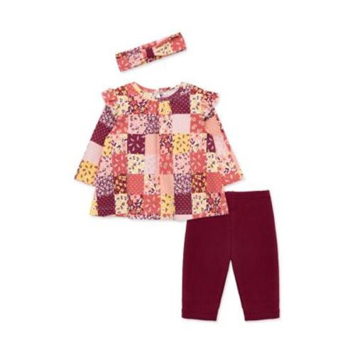 Baby Girls Patchwork Printed Top Set with Headband