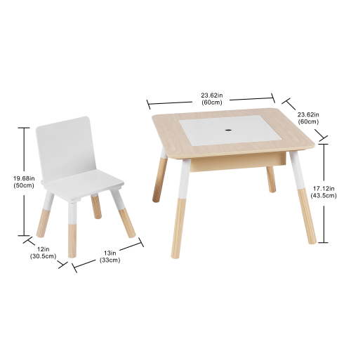 Free Shipping! Your Zone Kids Sensory Play Table and Chair Set, White, 3 Pieces, Age 3-6, Whiteboard and Chalkboard