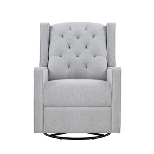 Yinvani Grey Polyester 360 Degree Sliding Swivel Chair