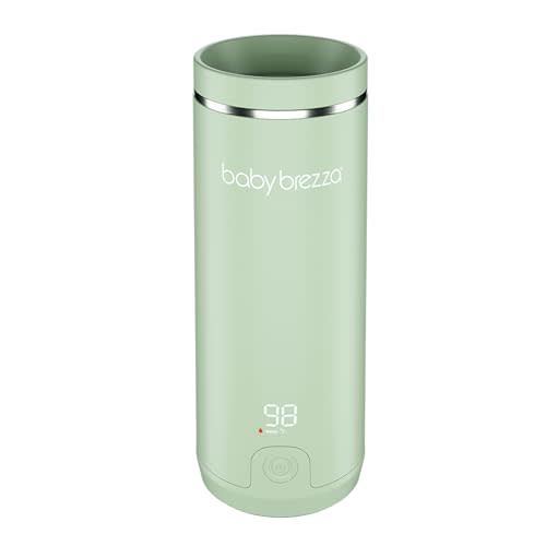 Baby Brezza SuperFast Portable Bottle Warmer 3x Faster than Others, Travel Milk Formula Warmer with 4 Temperature Settings, 9oz Capacity, USB Rechargeable, Safe & Even Heating, No Adapters, Sage Green