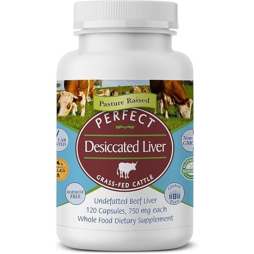 Perfect Supplements – Desiccated Beef Liver Capsules Grass Fed Supplement -Natural Source of Protein, Iron, Vitamins A & B- Boosts Energy and Immunity - No Chemicals No Dairy and Hormone Free